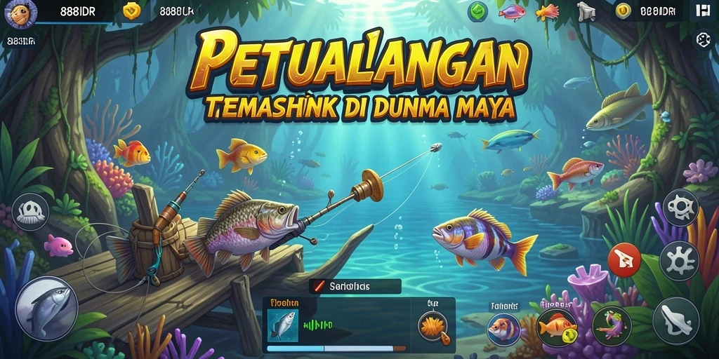 Tampilan gameplay 888IDR dengan aksi memancing yang seru dan colorful.
