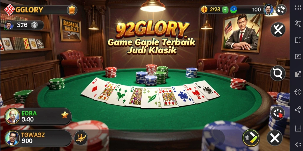 Tampilan gameplay seru di 92GLORY yang penuh strategi Gaple.