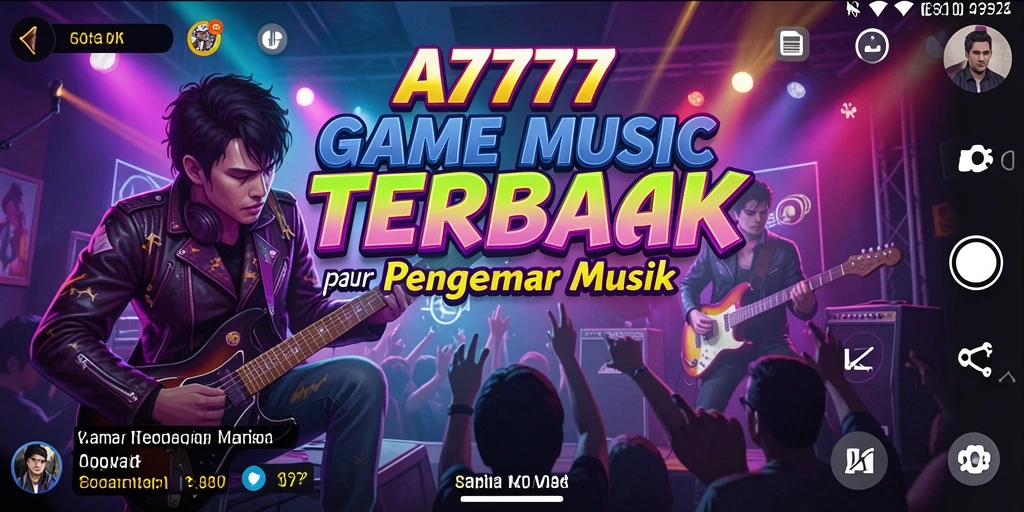 Screenshot A7777 menampilkan tampilan gameplay musik yang menarik.