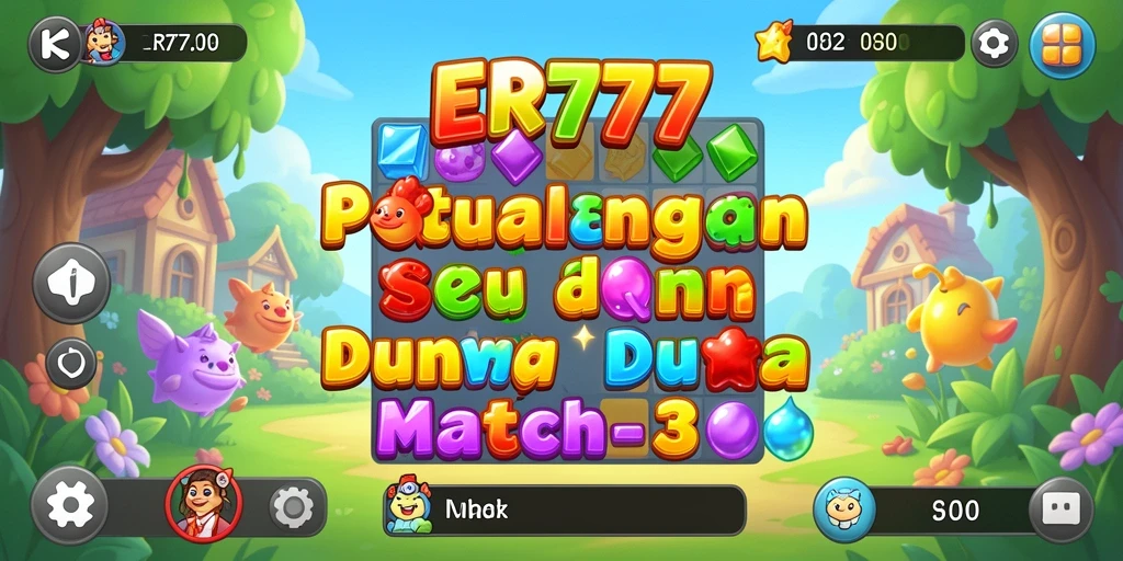 Screenshot gameplay ER777 menunjukkan momen seru mencocokkan objek warna-warni.