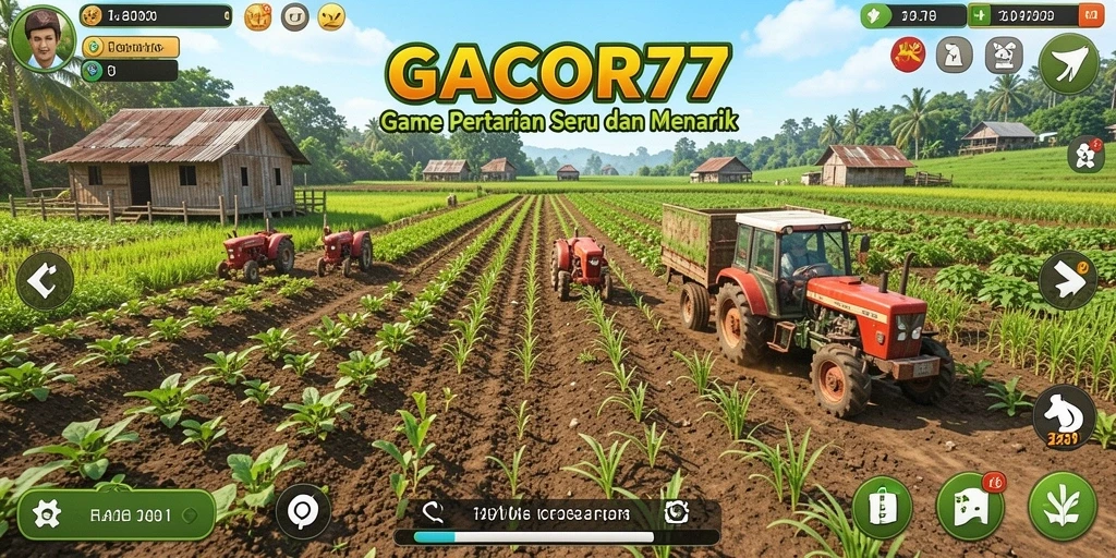 Gameplay menarik dalam GACOR77 yang menggambarkan pertanian dan panen.