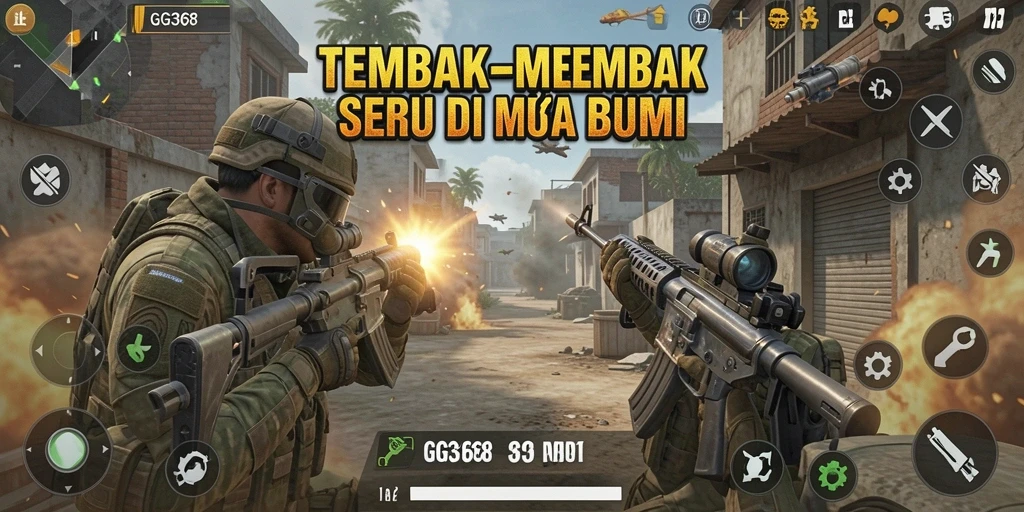 Gameplay seru GG368 dengan pertarungan TPS yang intens.