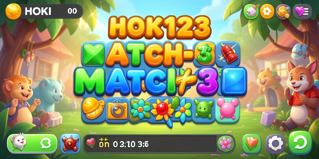Screenshot gameplay HOKI123, menampilkan kombinasi warna dan efek visual.