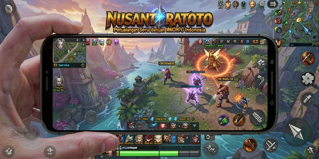 Tangkapan layar gameplay NUSANTARATOTO menampilkan aksi seru di dalam dunia MMORPG.
