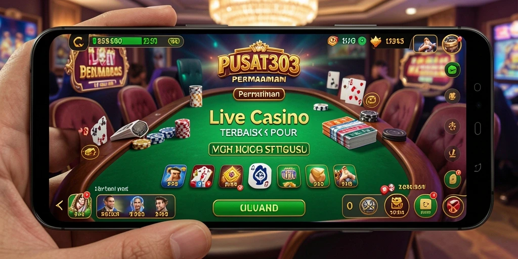Gameplay seru PUSAT303 dengan dealer langsung dan suasana kasino.