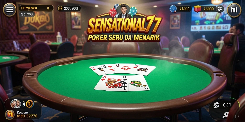 Tampilan gameplay seru SENSATIONAL77 dalam permainan Poker.