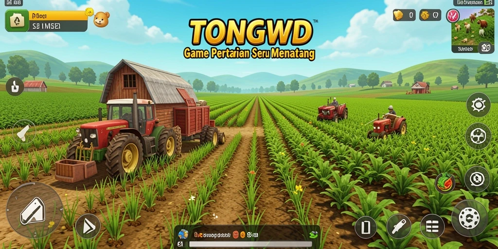 Gameplay seru dalam TONGWD yang menampilkan aktivitas bertani.